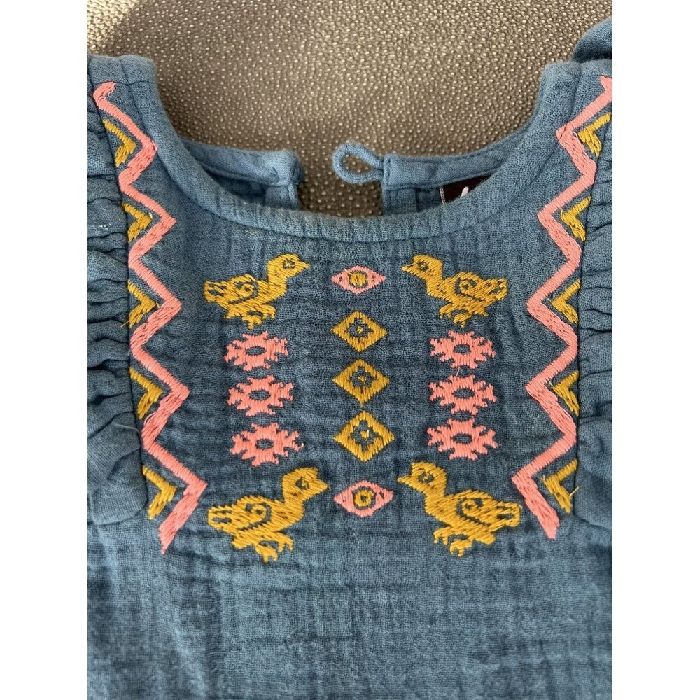 Embroidered Romper With Ducks 9/12M EUC